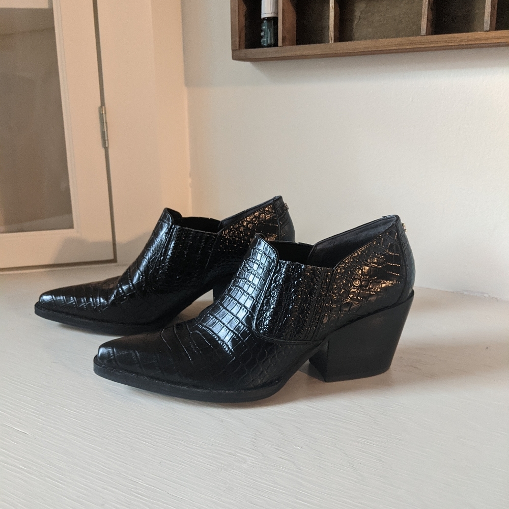 Sam Edelman Walton Croc Embossed Leather Booties